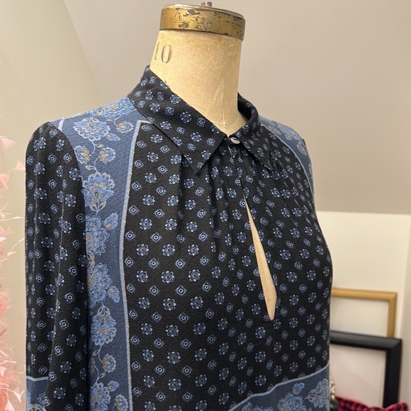 Free People blue floral boho tunic dress long sleeve size XS - Picture 2 of 16